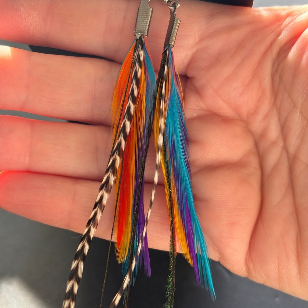 Native American Feather drop earrings - Picture 2 of 7